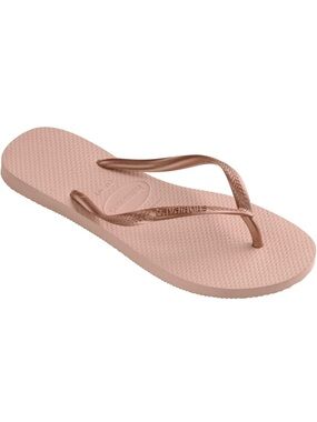 Havaianas - Slim Flip Flops in Blush Pink with Rose Gold Straps